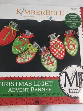 KimberBell Embroidery Christmas Light Advent Banner KD607 CD